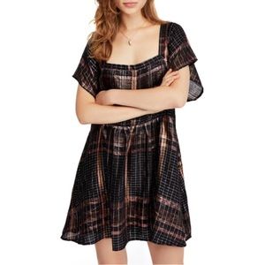 NWOT Free People Barcelona Shimmer Plaid Minidress